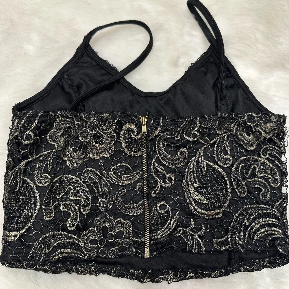 Charlotte Russe black and bronze crop top size small - Picture 2 of 14